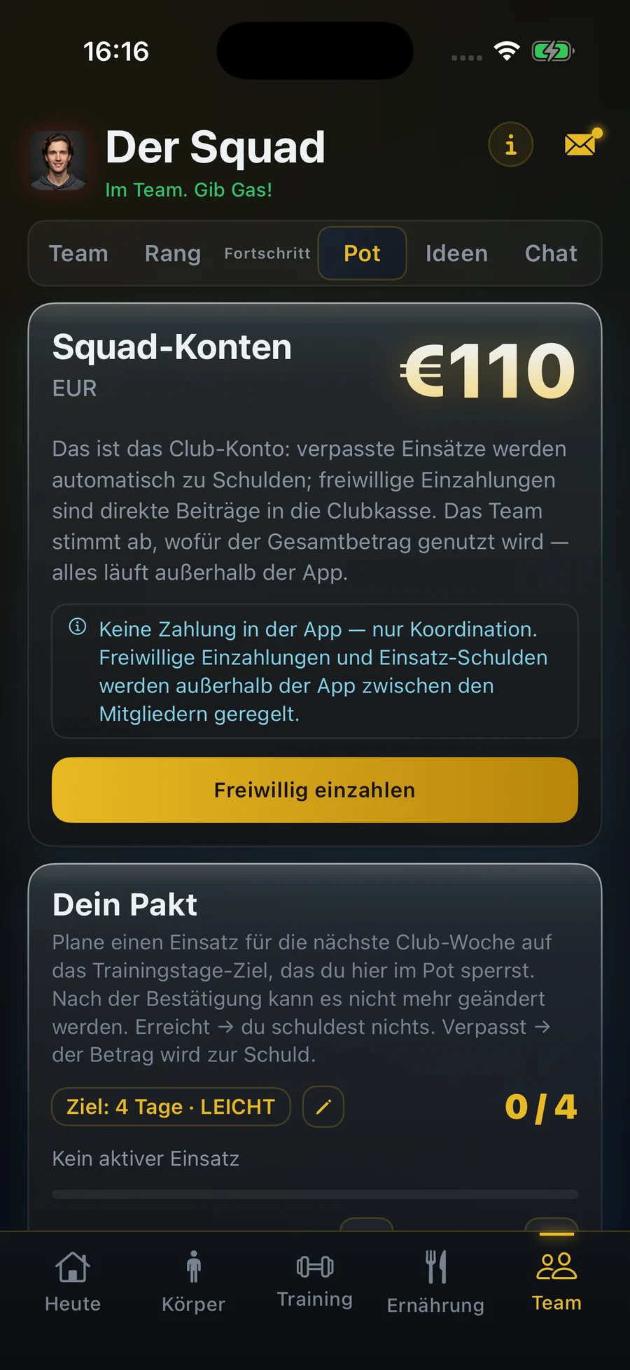 VAC app, patto e fondo squadra