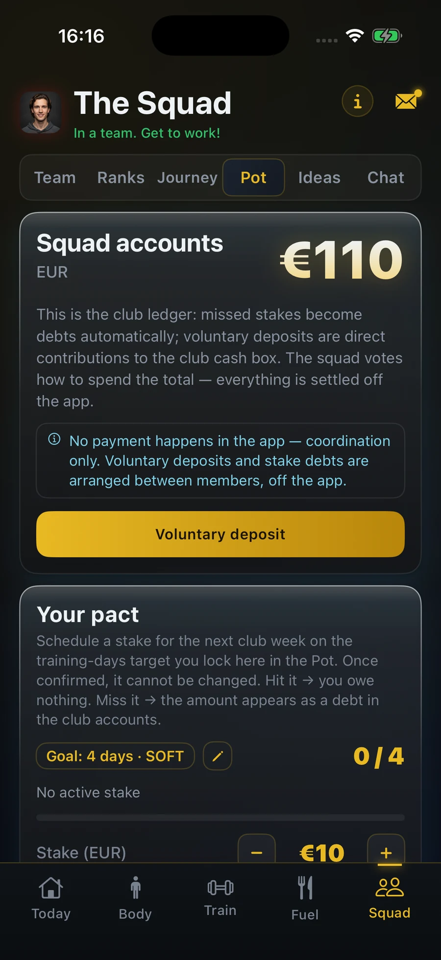 VAC app, patto e fondo squadra